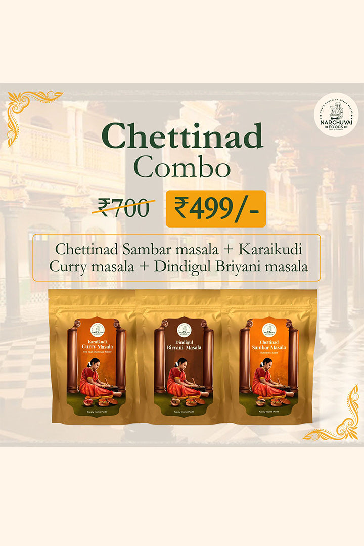 Chettinad Combo (Chettinad Sambar Masala + Karaikudi Curry Masala + Dindigul  Biryani Masala)